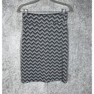 Sharon Max Chevron Straight Pencil Skirt Women Size S Black‎ Stretch Vintage USA